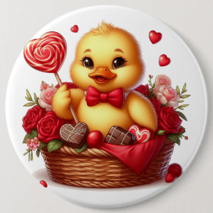 Cute/Whimisical Valentine's day duck Button