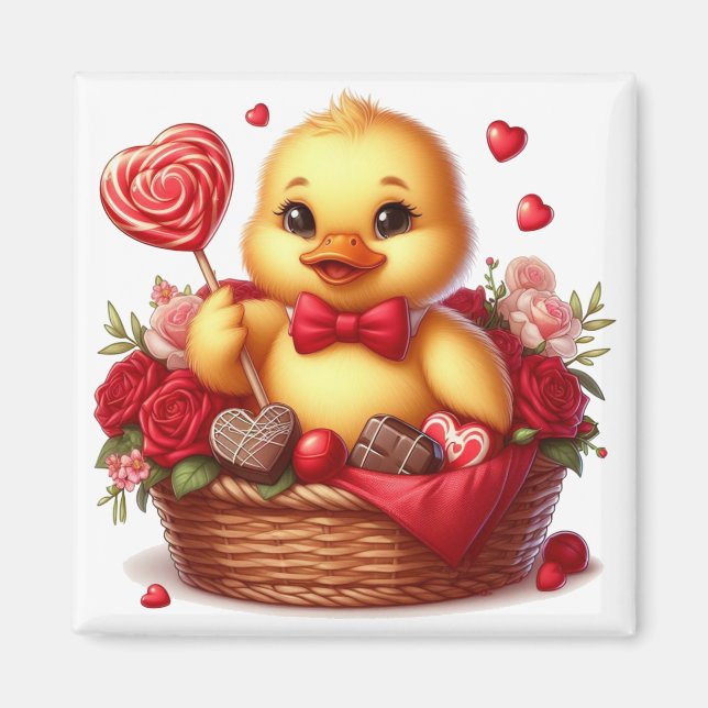 Cute/Whimisical Valentine's day duck Magnet (Front)