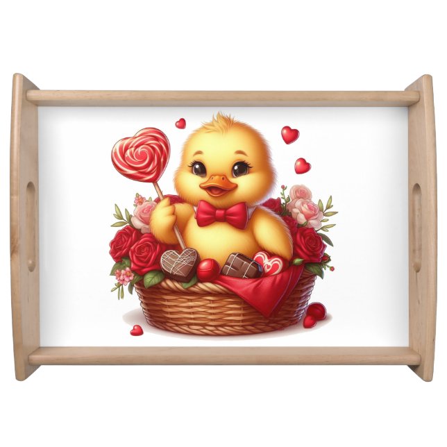 Cute/Whimisical Valentine's day duck Serving Tray (Front)
