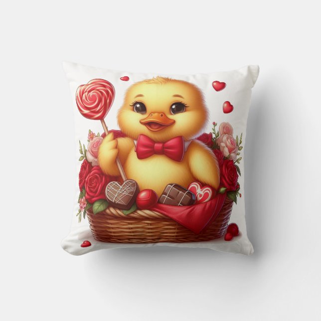 Cute/Whimisical Valentine's day duck Throw Pillow (Front)