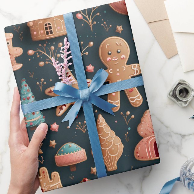 Cute Whimsical 3D Gingerbread Christmas  Wrapping Paper (Creator Uploaded)