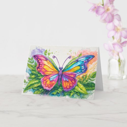 Cute Whimsical Abstract Butterfly Art Card