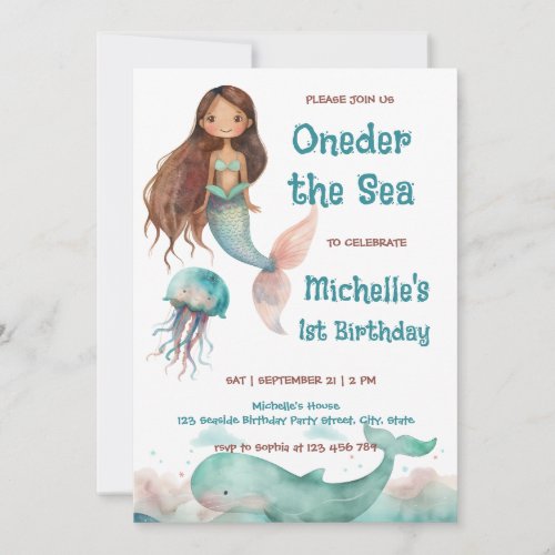 Cute Whimsical African Mermaid Under the Sea Invitation