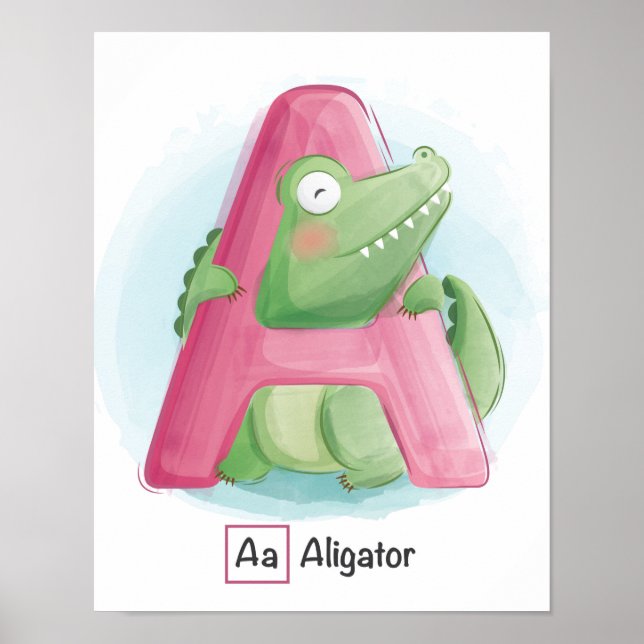   Cute Whimsical Alphabet Letter A Poster (Front)