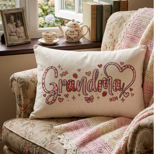 Cute whimsical and warm Grandma Accent Pillow