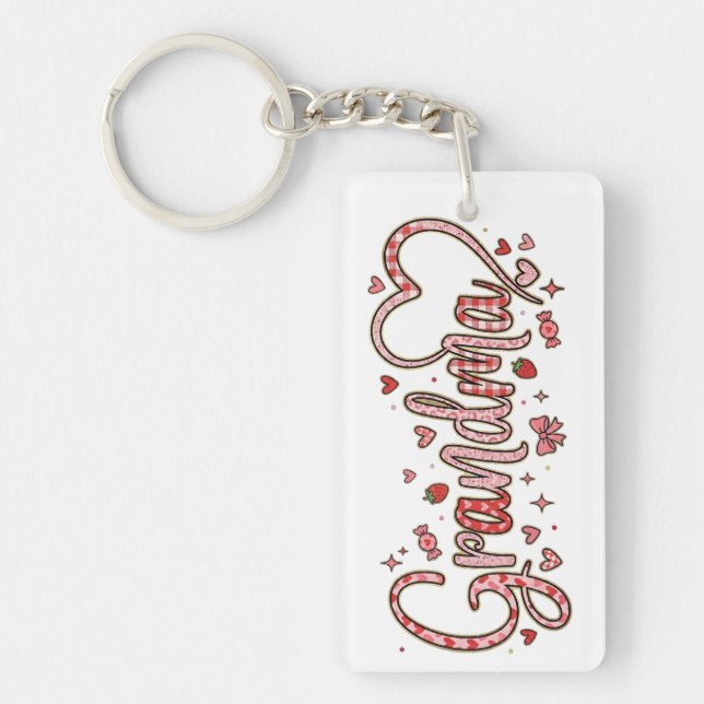 Cute, whimsical and warm Grandma Keychain (Front)