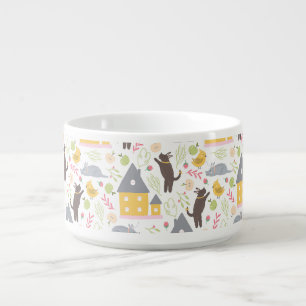 Cute Whimsical Animal Bird House Pattern Bowl