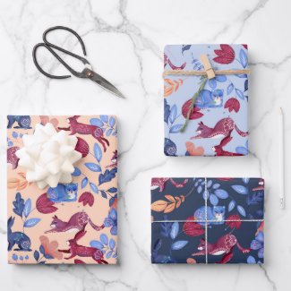 Cute Whimsical Animals Colorful Watercolor Pattern