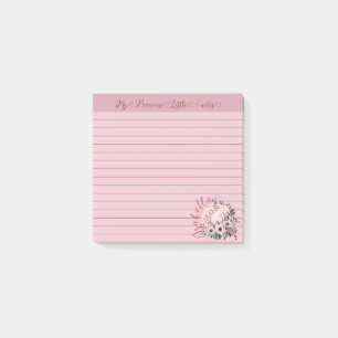 Cute Whimsical Autumnal Pink Pumpkin Floral Post-it Notes