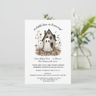 Cute Whimsical Baby Boo is Brewing Baby Shower Invitation