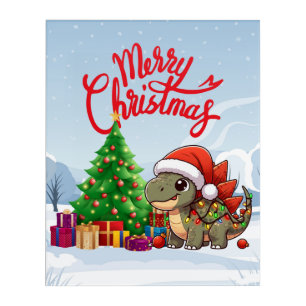Cute/Whimsical baby Christmas stegosaurus Acrylic Print