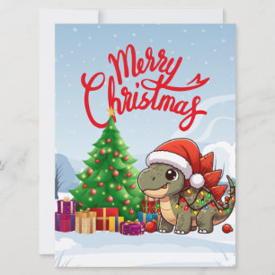 Cute/Whimsical baby Christmas stegosaurus Holiday Card