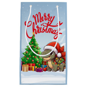 Cute/Whimsical baby Christmas stegosaurus Small Gift Bag