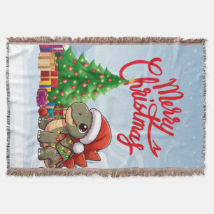 Cute/Whimsical baby Christmas stegosaurus Throw Blanket