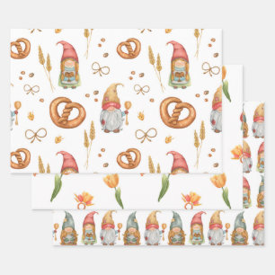 Cute Whimsical Baking Holiday Christmas Elf Wrapping Paper Sheets