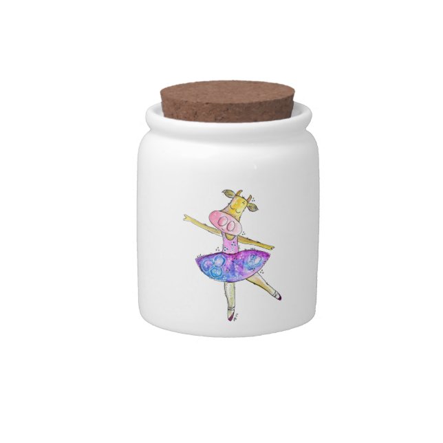 Cute Whimsical Ballerina Cow Candy Jar (Front)