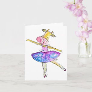 Cute Whimsical Ballerina Cow Card