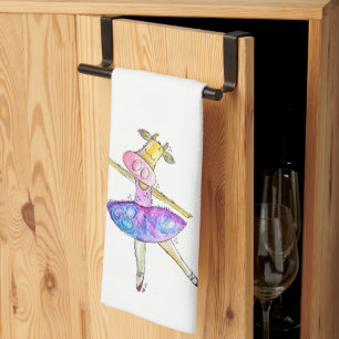 Cute Whimsical Ballerina Cow Kitchen Towel