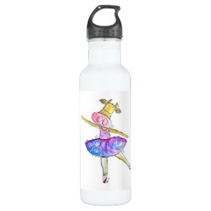Cute Whimsical Ballerina Cow Stainless Steel Water Bottle