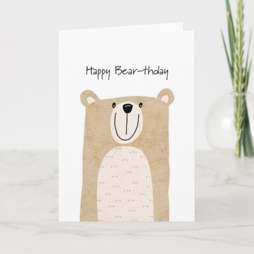 Cute Whimsical Bear Birthday Holiday Card