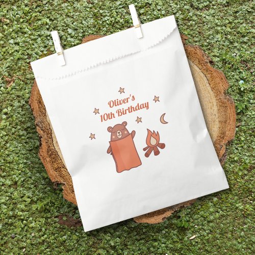 Cute Whimsical Bear Camping Birthday Favor Bag