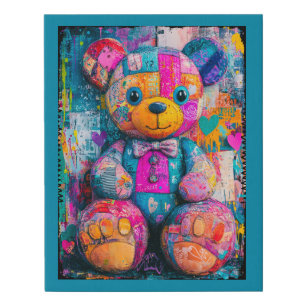 Cute Whimsical Bear Faux Canvas Print
