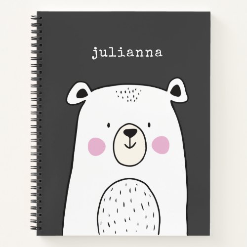 Cute Whimsical Bear Illustration Custom Name Notebook