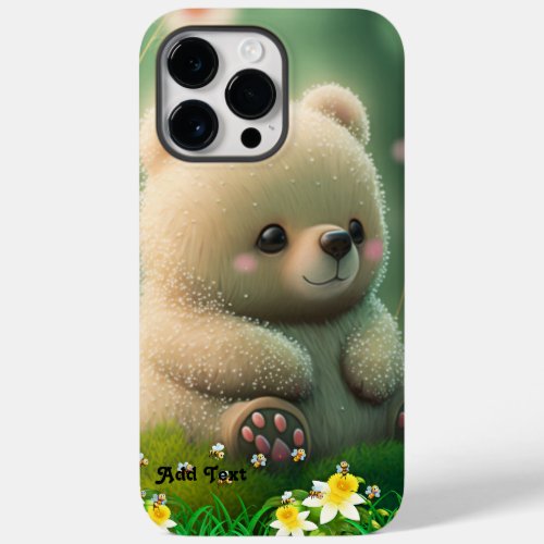 Cute Whimsical Bear in Garden Name Case_Mate iPhone 14 Pro Max Case