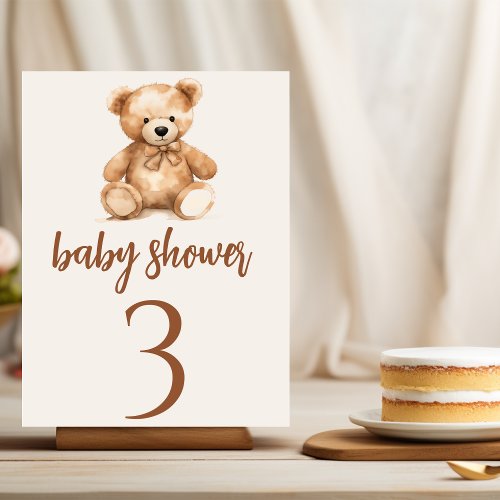 Cute Whimsical Bear  Table Number