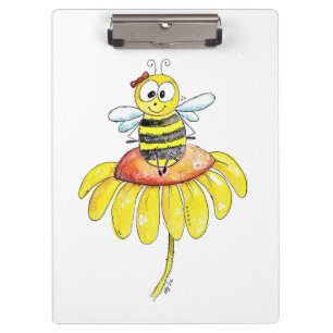 Cute Whimsical Bee on a Flower Clipboard