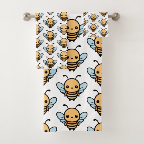 Cute Whimsical Bee Pattern Bath Towel Set