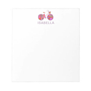 Cute Whimsical Bicycle Simple Personalized Name Notepad