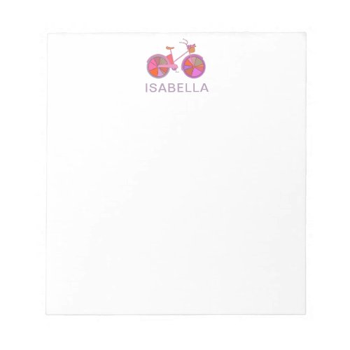 Cute Whimsical Bicycle Simple Personalized Name Notepad
