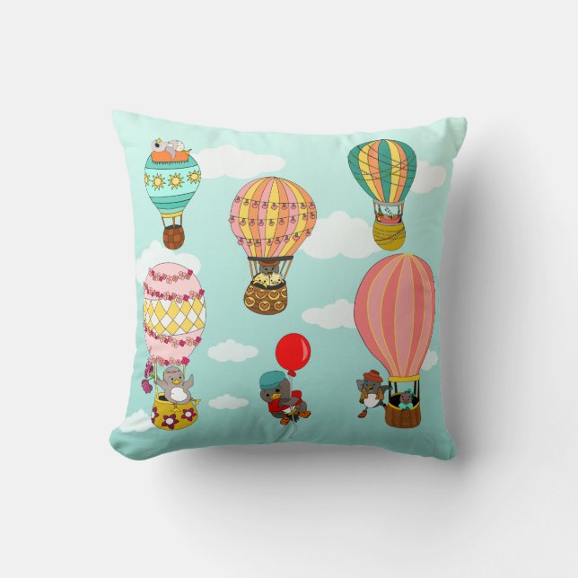Cute Whimsical Bird Illustration for Kids Throw Pillow (Front)