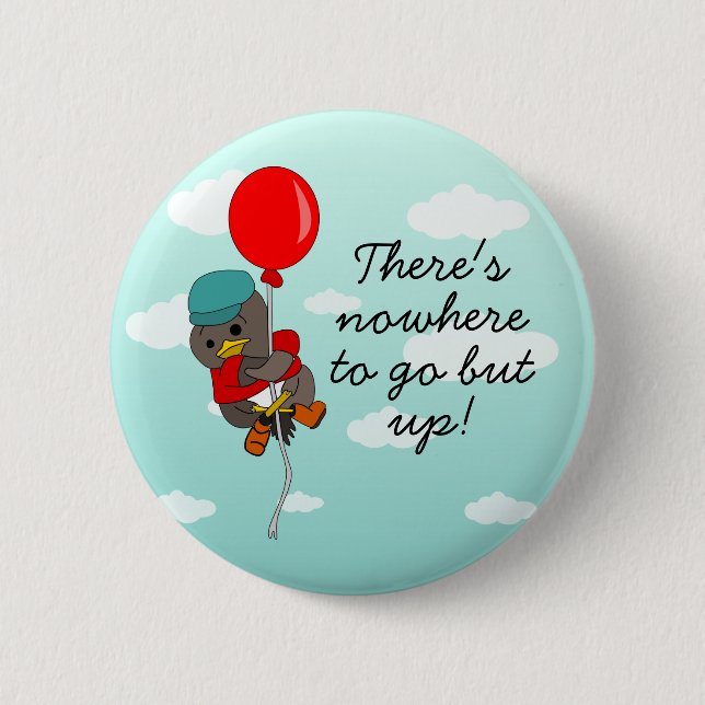 Cute Whimsical Bird & Motivational Quote Button (Front)