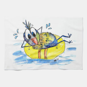 Cute Whimsical Bird on Float Kitchen Towel