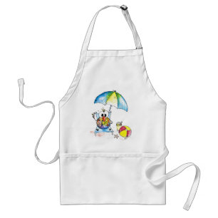 Cute Whimsical Bird on the Beach Adult Apron