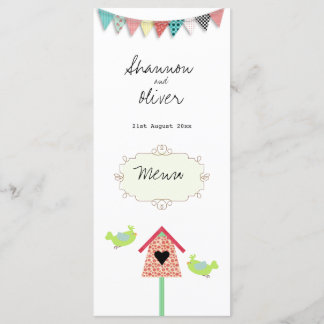 Cute Whimsical Birds And Birdhouse Menu
