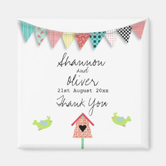 Cute Whimsical Birds And Birdhouse Wedding Favor Magnet