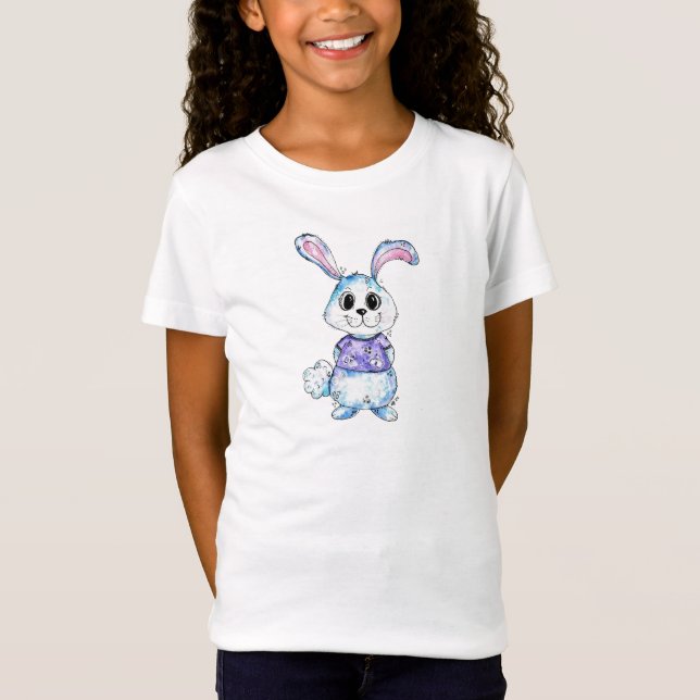 Cute Whimsical Blue Bunny T-Shirt (Front)