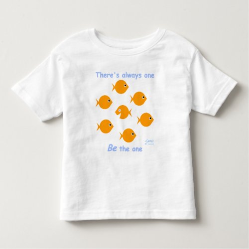 Cute Whimsical Blue_Eyed Little Baby Goldfish Toddler T_shirt
