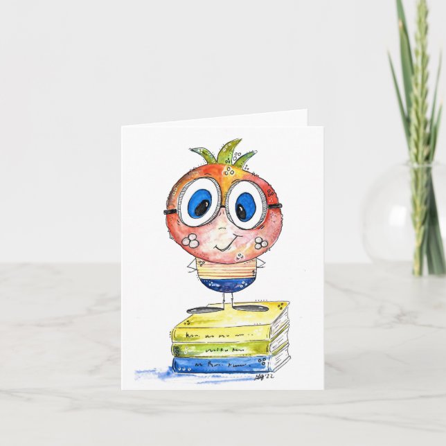 Cute whimsical Book Nerd Card (Front)