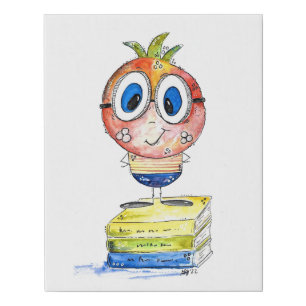 Cute whimsical Book Nerd Faux Canvas Print