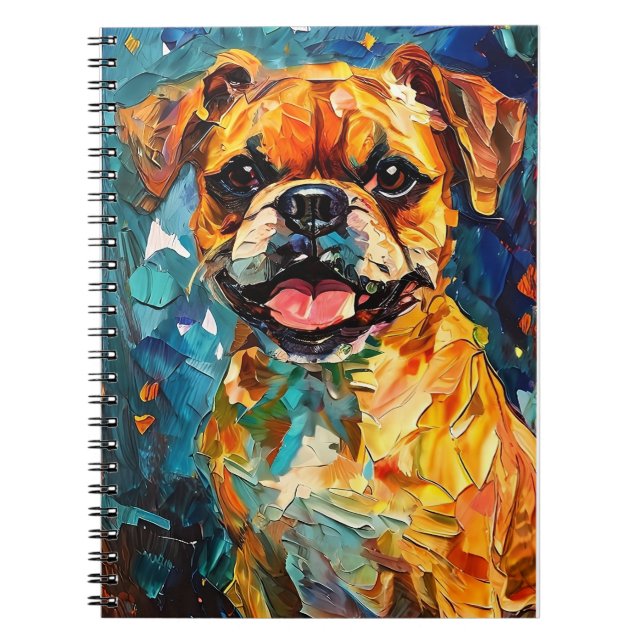 Cute Whimsical Boxer Puppy  Notebook (Front)