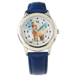 Cute Whimsical Brown Pony Horse Kids Watch