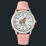 Cute Whimsical Brown Pony Horse Kids Watch<br><div class="desc">Cute kids watch with a watercolor drawing of a cute brown pony and a easy to read clock face.</div>