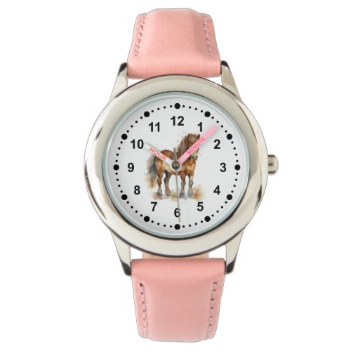 Cute Whimsical Brown Pony Horse Kids Watch