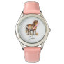 Cute Whimsical Brown Pony Horse Script Name Watch