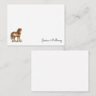 Cute Whimsical Brown Pony Script Horse Kids Note Card