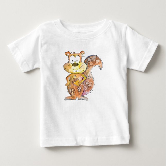 Cute Whimsical Brown Squirrel Baby T-Shirt (Front)